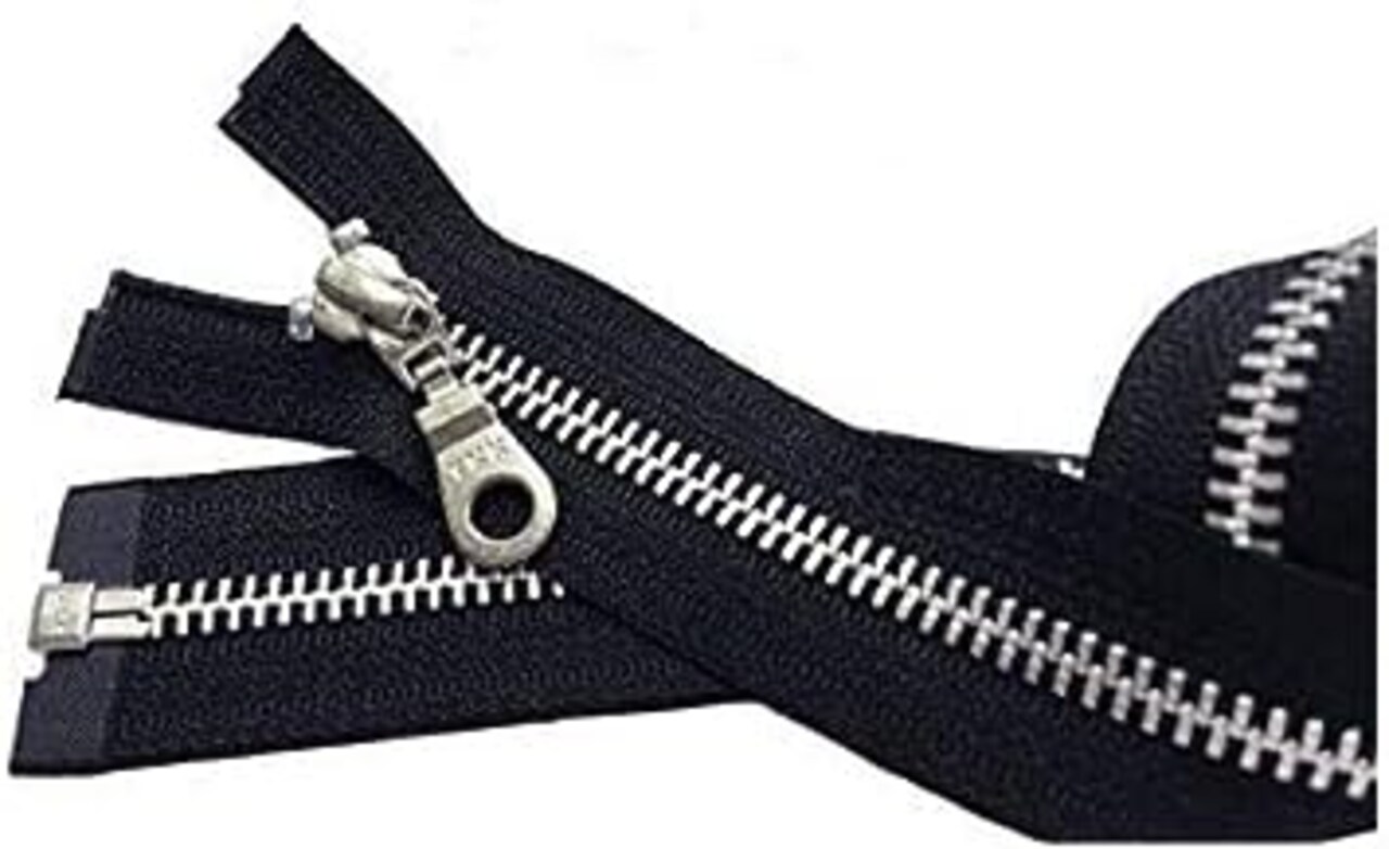YKK - Jacket Zipper Aluminum Finished (Custom Length) YKK#5 Medium Weight with Fancy Donut Pull Slider Separating Color Black - Made in USA (11 Inches)